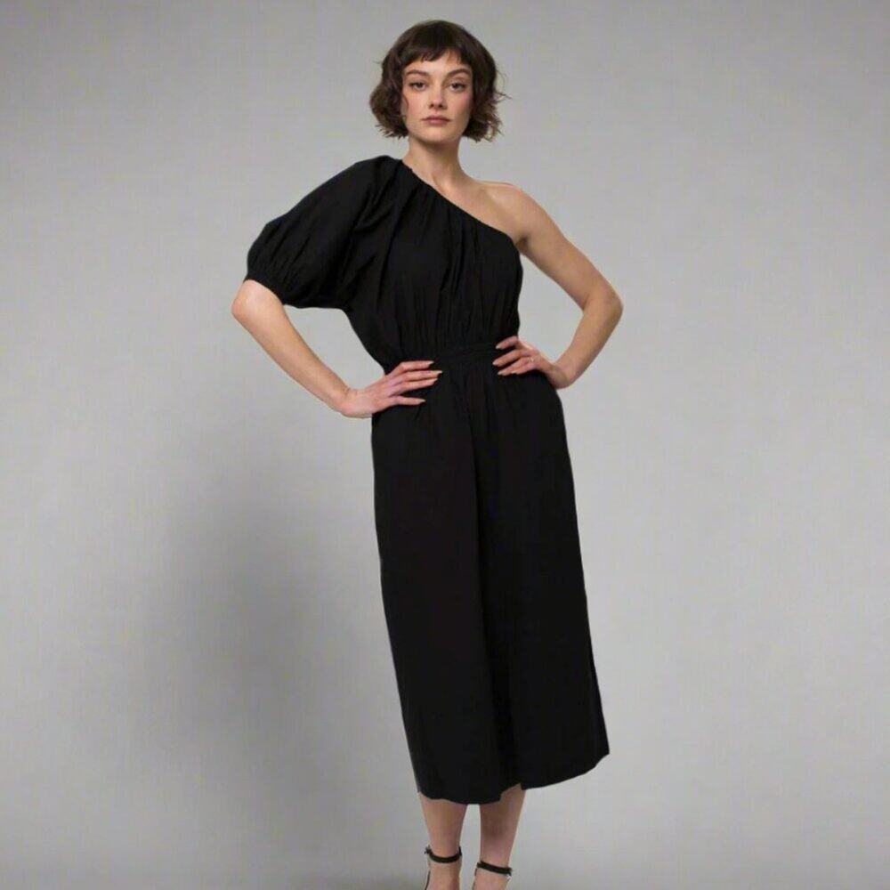 Apiece Apart black one-shoulder Palma dress, size XS, NEW WITH TAGS!